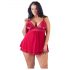 Cottelli Plus Size - nėriniuota, lengva babydoll naktinukė (raudona)