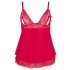 Cottelli Plus Size - nėriniuota, lengva babydoll (raudona)  - XL