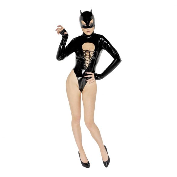 Juodoji Aksominė Batwoman Ilgarankovė Bodysuit (juoda)  - M