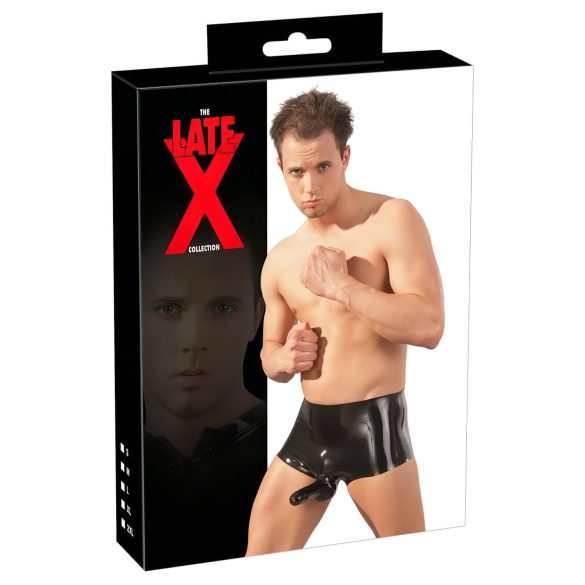 LATEX - bokseriai su penio priedu (juodi) - L/XL