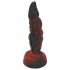 OgazR Hell Dong - siurbiamuoju pagrindu turintis rifliuotas dildo - 20 cm (juoda-raudona)