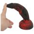 OgazR Hell Dong - siurbiamuoju pagrindu turintis rifliuotas dildo - 20 cm (juoda-raudona)