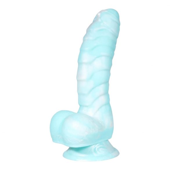 OgazR Jūros Gyvatė - siurbtuku padengta grublėtas dildo - 17 cm (mėlyna-balta) 