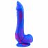 „Šašlykinis čiuptuvas su sėklidėmis - silikoninis dildo - 18cm (mėlyna-rožinė)“ 