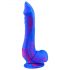 „Šašlykinis čiuptuvas su sėklidėmis - silikoninis dildo - 18cm (mėlyna-rožinė)“ 