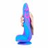 „Šašlykinis čiuptuvas su sėklidėmis - silikoninis dildo - 18cm (mėlyna-rožinė)“ 