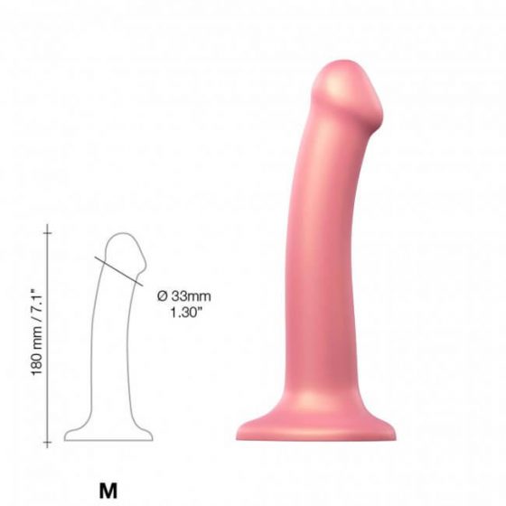 Strap-on-me Metallic Shine M - odos draugiškas dildo (metalo rožinis)