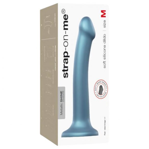 Strap-on-me Metallic Shine M - kūno draugiškas dildo (metalo mėlyna) 