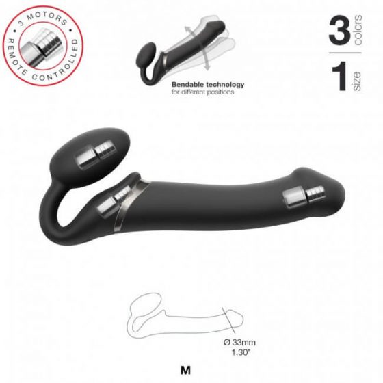 Strap-on-me M - vidurinis prisegamas vibratorius - vidutinio dydžio (juodas)