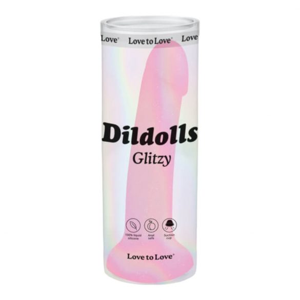 Dildolls Glitzy - silikoninis dildo su siurbtuku (rožinis) 