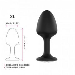   Dorcel Geisha Plug Diamond XL - juodas analinis kaištis su balta brangakmeniu