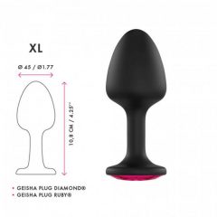   Dorcel Geišos Kamštis Ruby XL - rožinis akmenimis analinis dildo (juodas)