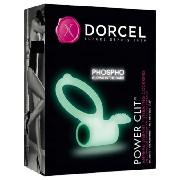 Dorcel - fosforuojantis vibruojantis penio žiedas (baltas)