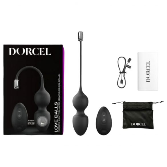 Dorcel Love Balls - įkraunami, radijo magnetiniai geišų kamuoliukai (juodi) 