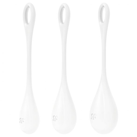 Satisfyer Yoni Power 1 - Kėgelio kamuoliukų rinkinys - baltas (3 vnt.) 