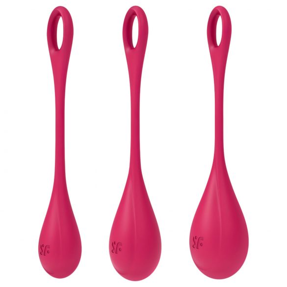 Satisfyer Yoni Power 1 - raudonas geišų kamuoliukų rinkinys (3 dalys)