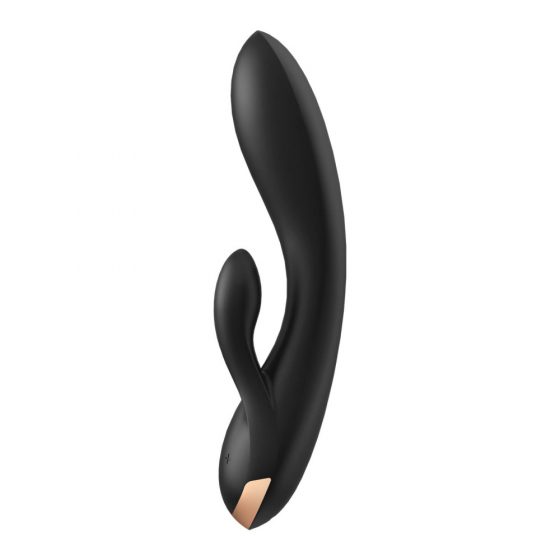 Satisfyer Double Flex - išmanus, dvigubas klitorio vibratoriumi (juodas)