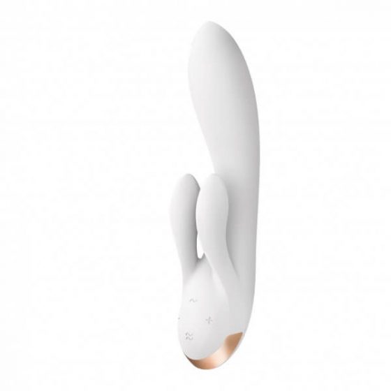 Satisfyer Double Flex - išmanusis, dvigubas klitorio stimulatorius (baltas)