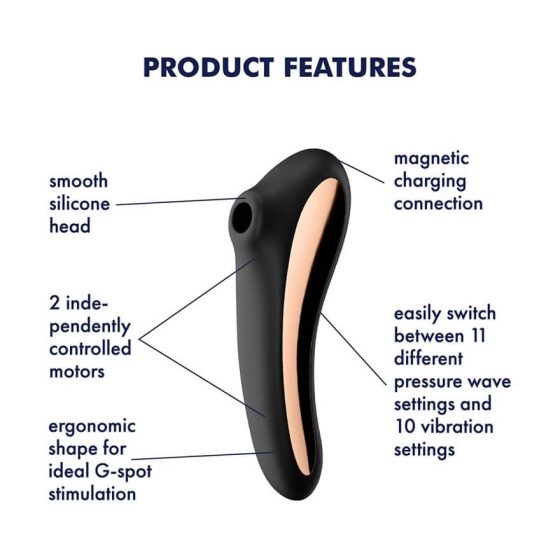 Satisfyer Dual Kiss - įkraunamas vaginalinis ir klitorio vibratorius (juodas)