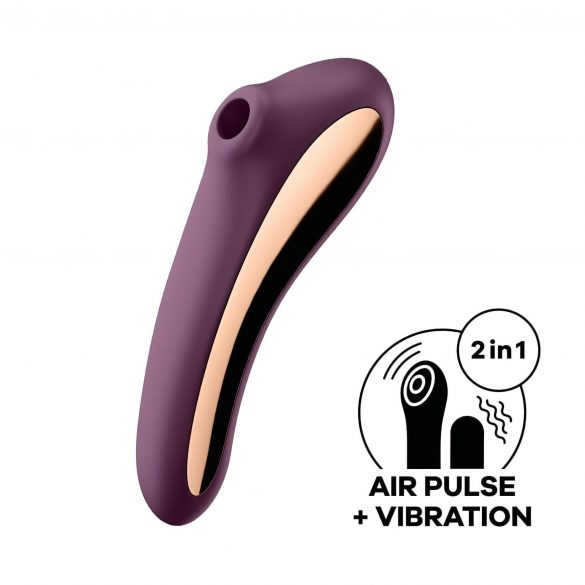 Satisfyer Dual Kiss - 2in1, akumuliatorinis vaginalinis ir klitorio vibratorius (violetinė) 