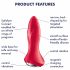 Satisfyer Rotator Plug 1 - įkraunamas, su besisukančiomis granulėmis analinis vibratorius (raudona) 