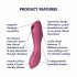 Satisfyer Curvy Trinity 3 - akumuliatorinis vibracinis ir oro bangų klitorio stimuliatorius (raudonas) 