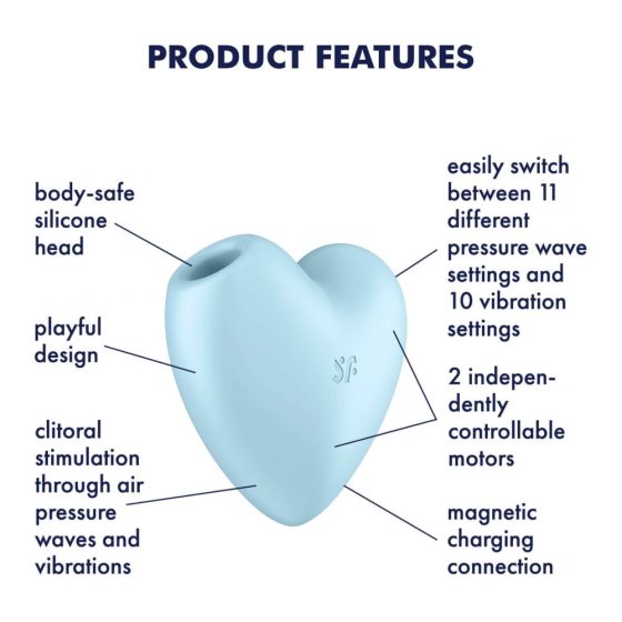 Satisfyer Mielas Širdelė - įkraunamas oro bangų klitorio vibratorius (mėlynas)