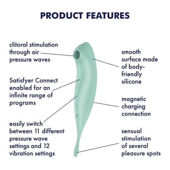Satisfyer Twirling Pro - išmanus 2in1 klitorio vibratorius (mėta)