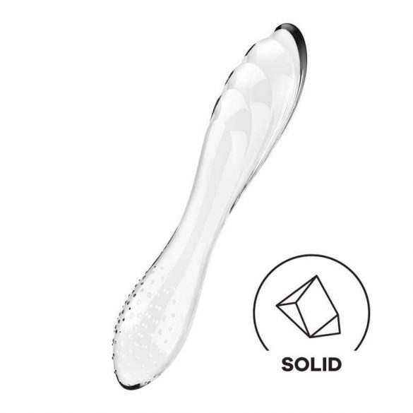 Satisfyer Dazzling Crystal 1 - Dvigubas stiklinis dildo (skaidrus) 