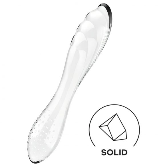 Satisfyer Dazzling Crystal 1 - dvigubas stiklinis dildo (skaidrus)