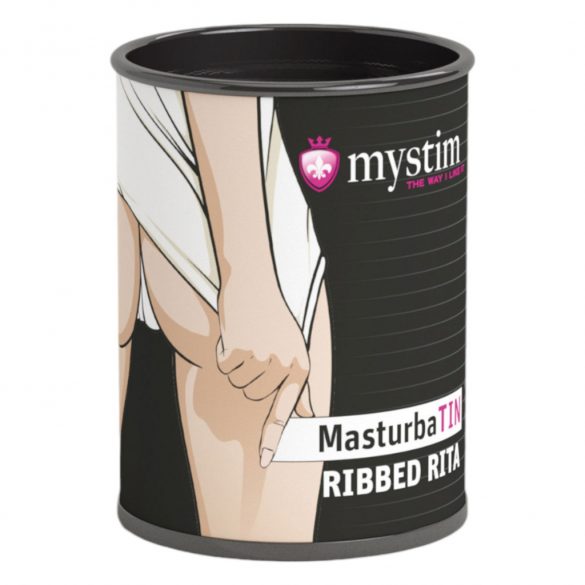 Mystim MasturbaTIN Ribbed Rita - briaunuotas masturbatorius (baltas)