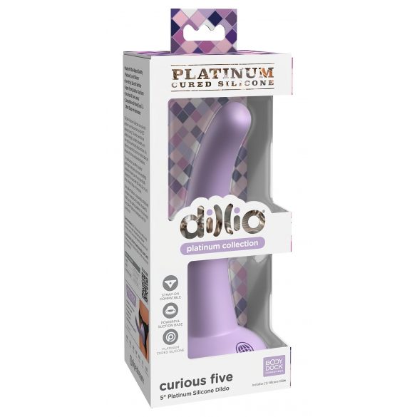 Dillio Curious Five - silikoninis dildo su siurbtuku (15cm) - violetinis