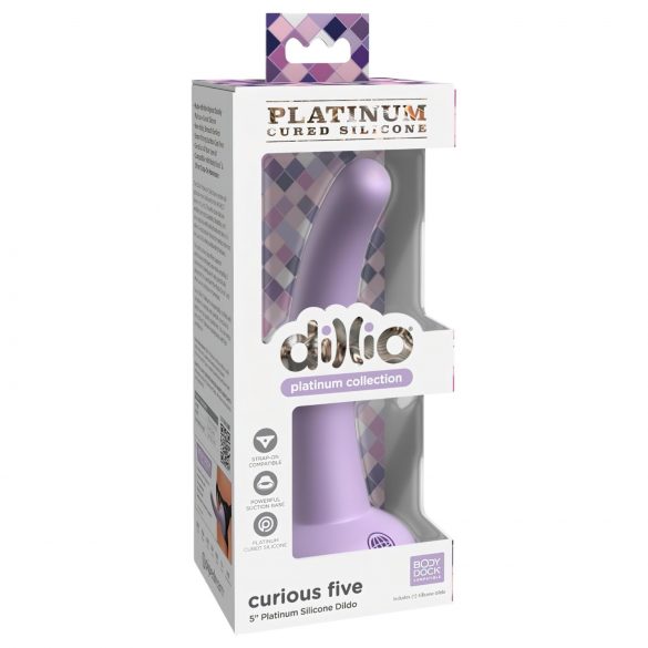 Dillio Curious Five - su lipnia baze silikoninis dildo (15 cm) - violetinis