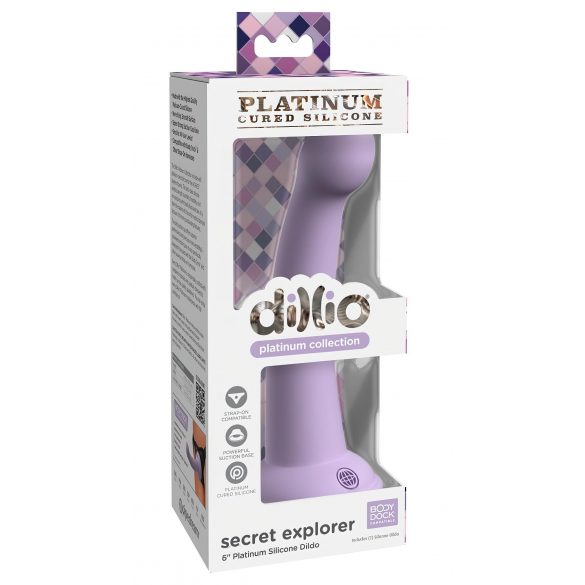 Dillio Secret Explorer - lipnus silikoninis dildo su galvute (violetinė) 