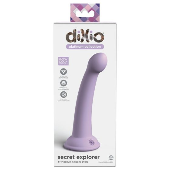 Dillio Secret Explorer - lipnus silikoninis dildo su galvute (violetinė)
