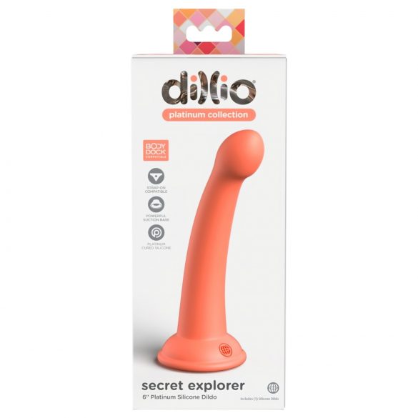 Dillio Slaptasis Tyrinėtojas - giluminių ieškotojų dildo (17 cm) - oranžinis