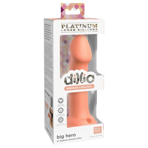 Dillio Big Hero - silikoninis dildo su siurbtuku (17 cm) - oranžinis