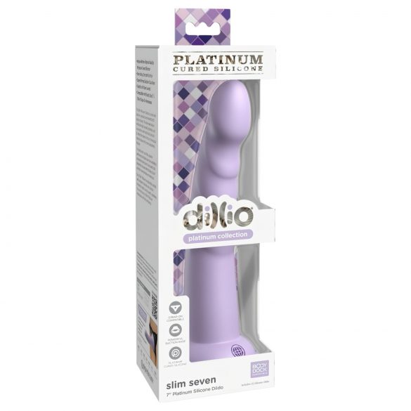 Dillio Slim Seven - stimuliuojantis dildo su siurbtuku (20 cm) - violetinis