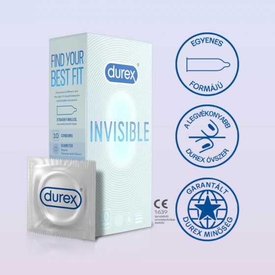 Durex Invisible Extra Jautrūs - plonas prezervatyvas (10vnt)