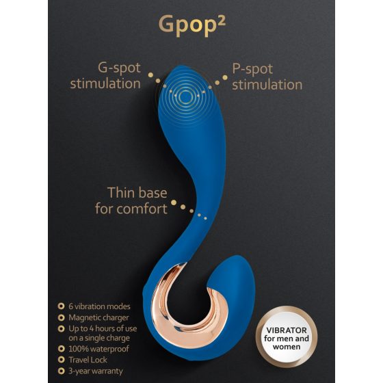 G-taško ir prostatos vibratorius G-Pop 2" (mėlynas) - įkraunamas ir atsparus vandeniui"