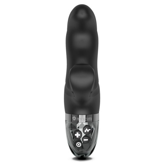 mystim Hop Hop Bob E-Stim - įkraunamas elektro vibratorius su klitorio rankenėle (juodas)