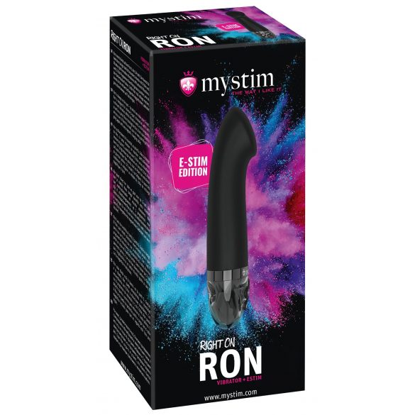 mystim Right on Ron E-Stim - įkraunamas elektro G taško vibratorius (juodas) 