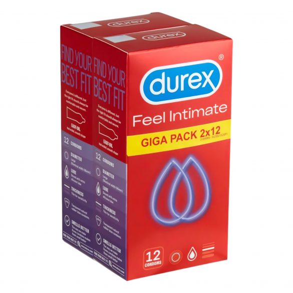 Durex Feel Intimate - plonų sienelių prezervatyvų pakuotė (2x12 vnt.)