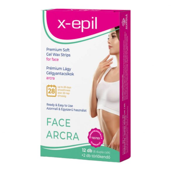 X-Epil - paruoštos naudoti aukščiausios kokybės gelinės vaško juostelės (12 vnt.) - veidui