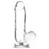 Addiction Crystal - permatomas prisiurbiamas dildo su sėklidėmis - 15 cm 