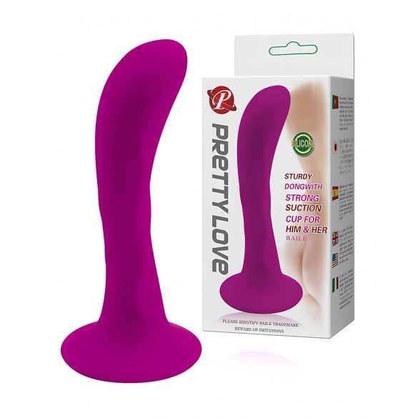 Pretty Love analinis kaištis - su siurbtuko pagrindu, lenkta analinė dildo (rožinė)