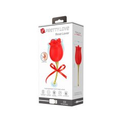   Pretty Love Rožės Mylėtojas - įkraunamas, liežuvėlis 2in1 klitorio vibratorius (raudonas)