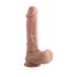 Dualu tankio - su siurbtuku, realistiškas dildo su sėklidėmis - 20cm (natūralus) 