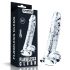 Lovetoy Flawless Clear - su siurbtuku, sėklidėmis dildo - 19cm (skaidrus) 