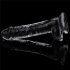 Lovetoy Flawless Clear - su siurbtuku, sėklidėmis dildo - 19cm (skaidrus) 